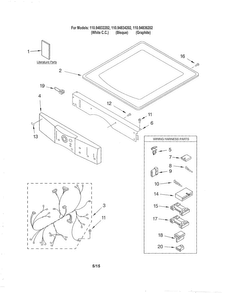 Top & Console Diagram and Parts List for 11094836202  Kenmore Dryer