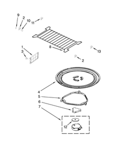 Turntable Parts Diagram and Parts List for  Whirlpool Microwave