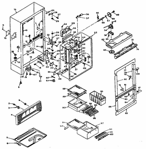 Cabinet Parts Diagram and Parts List for 106W14GIML  Kenmore Refrigerator