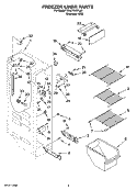 FREEZER LINER PARTS Diagram and Parts List for  Whirlpool Refrigerator
