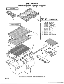 Shelf Parts/freezer/refrigerator Diagram and Parts List for ET18NKDN00  Whirlpool Refrigerator
