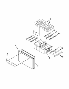 Freezer Door Parts Diagram and Parts List for  Kenmore Refrigerator