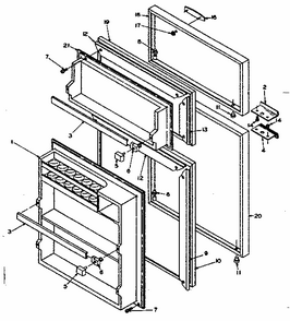 Refrigerator Door Diagram and Parts List for 106U12DL  Kenmore Refrigerator