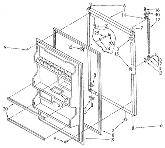 Refrigerator Door Diagram and Parts List for ET18NKXSM02  Whirlpool Refrigerator