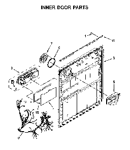 Inner door parts Diagram and Parts List for  Whirlpool Dishwasher