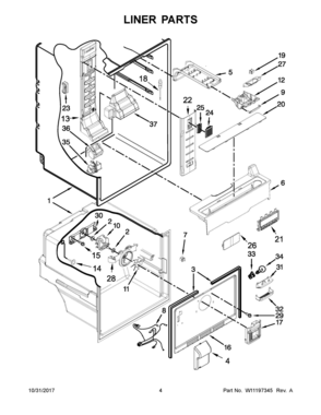03 - LINER PARTS Diagram and Parts List for  Whirlpool Refrigerator