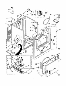 Cabinet Diagram and Parts List for 110C70834990  Kenmore Dryer