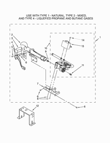 W10336852 Burner Assembly Parts Diagram and Parts List for  Kenmore Dryer