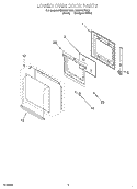 LOWER OVEN DOOR Diagram and Parts List for  Whirlpool Wall Oven