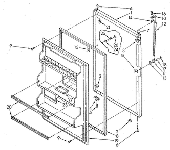 Refrigerator Door Diagram and Parts List for ET18JKYSM02  Whirlpool Refrigerator