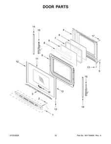 06 - Door Parts Diagram and Parts List for  Whirlpool Range