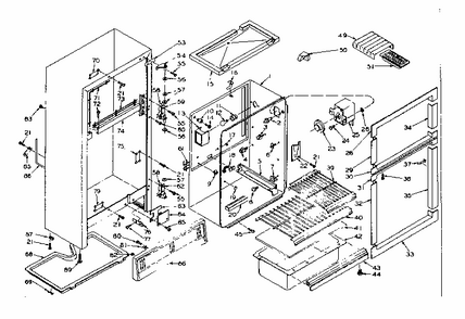 Cabinet Parts Diagram and Parts List for 106T12DL  Kenmore Refrigerator