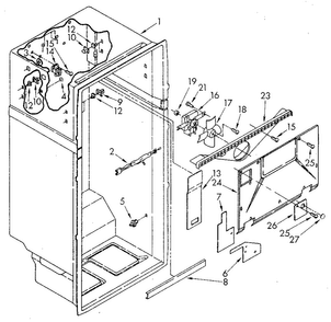 Liner Diagram and Parts List for ET20AKXSN05  Whirlpool Refrigerator
