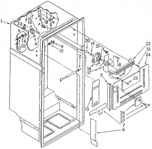 Liner Diagram and Parts List for ET18GKXSG03  Whirlpool Refrigerator