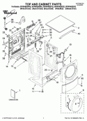 TOP AND CABINET PARTS Diagram and Parts List for  Whirlpool Washer