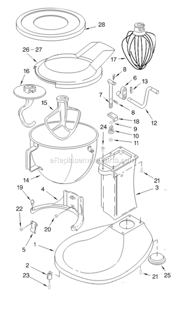 BASE AND PEDESTAL UNIT Diagram and Parts List for  KitchenAid Mixer