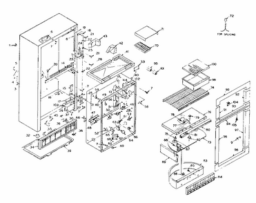 Refrigerator Cabinet Parts Diagram and Parts List for 106R12DL1  Kenmore Refrigerator