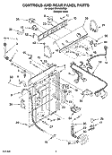 CONTROLS AND REAR PANEL PARTS Diagram and Parts List for  Roper Washer
