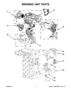 03 - Brewing Unit Parts Diagram and Parts List for  KitchenAid Coffee Maker