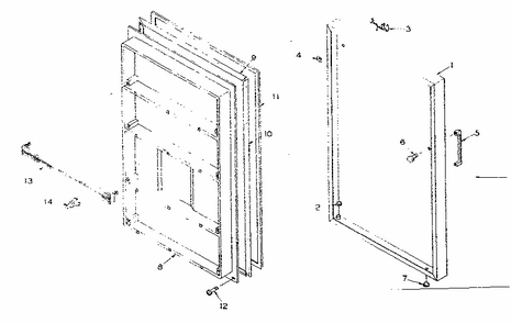 Door Parts Diagram and Parts List for 106R12A1  Kenmore Refrigerator