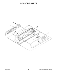 Console Parts Diagram and Parts List for  Whirlpool Washer