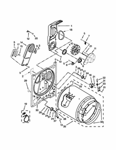Bulkhead Parts Diagram and Parts List for  Kenmore Dryer