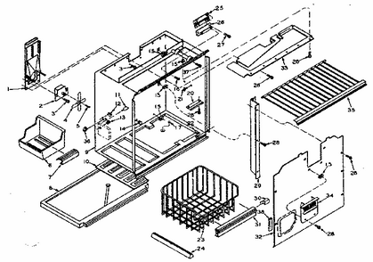 Freezer Parts Diagram and Parts List for 106T15GIM1  Kenmore Refrigerator