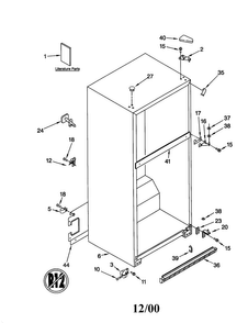 Cabinet Diagram and Parts List for ET21MMXJW01  Whirlpool Refrigerator