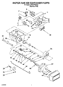 MOTOR AND ICE CONTAINER PARTS Diagram and Parts List for  Whirlpool Refrigerator