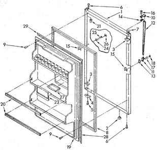 Refrigerator Door Diagram and Parts List for ET18NKXSN04  Whirlpool Refrigerator