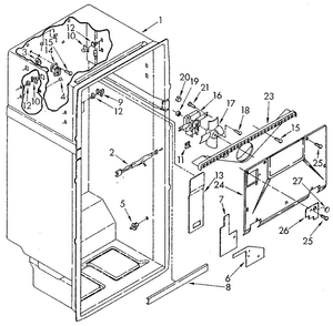 Liner Diagram and Parts List for ET20AKXSN03  Whirlpool Refrigerator