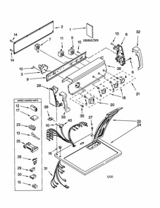 Top And Console Diagram and Parts List for 110C70834990  Kenmore Dryer