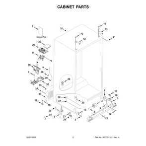 Cabinet Parts Diagram and Parts List for  KitchenAid Refrigerator