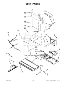 Unit Parts Diagram and Parts List for  KitchenAid Refrigerator