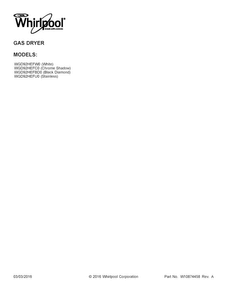 Cover Sheet Diagram and Parts List for  Whirlpool Dryer