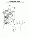 TUB AND FRAME PARTS Diagram and Parts List for  Whirlpool Dishwasher