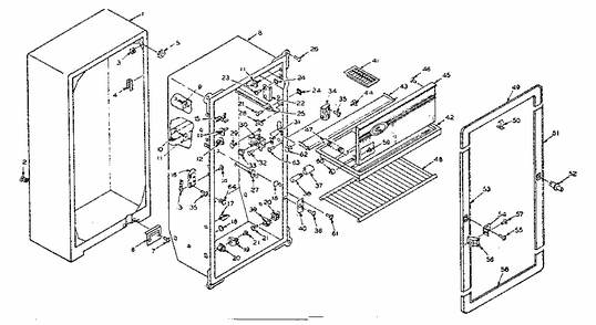 Refrigerator Cabinet Parts Diagram and Parts List for 106N9A  Kenmore Refrigerator
