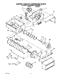 MOTOR AND ICE CONTAINER Diagram and Parts List for ED25YQXAW00  Whirlpool Refrigerator