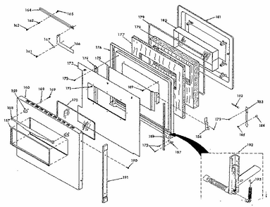 Upper Oven Door Diagram and Parts List for 8504277310  Kenmore Range