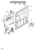 DOOR AND LATCH PARTS Diagram and Parts List for  Whirlpool Dishwasher