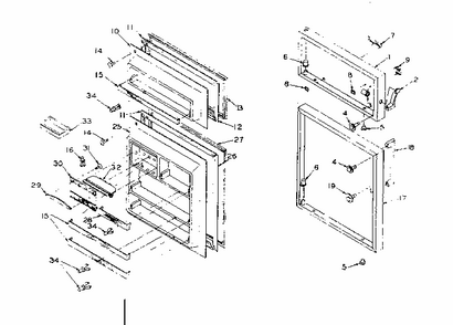 Refrigerator Door Parts Diagram and Parts List for 106R12DL1  Kenmore Refrigerator