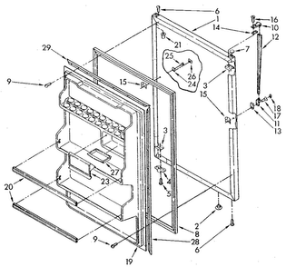 Refrigerator Door Diagram and Parts List for ET18JKXSN04  Whirlpool Refrigerator