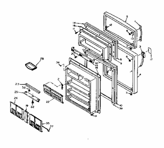 Door Parts Diagram and Parts List for 106W16D  Kenmore Refrigerator