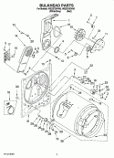 BULKHEAD PARTS, OPTIONAL PARTS (NOT INCLUDED) Diagram and Parts List for  Whirlpool Dryer