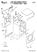 TOP AND CABINET PARTS Diagram and Parts List for  Whirlpool Washer