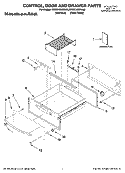 CONTROL, DOOR AND DRAWER PARTS Diagram and Parts List for  KitchenAid Warming Drawer
