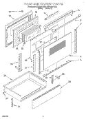 DOOR AND DRAWER Diagram and Parts List for  KitchenAid Range