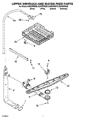 UPPER DISHRACK AND WATER FEED PARTS Diagram and Parts List for  Whirlpool Dishwasher