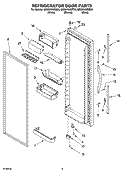 REFRIGERATOR DOOR PARTS Diagram and Parts List for GD5SHAXMB00  Whirlpool Refrigerator