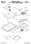 COOKTOP PARTS Diagram and Parts List for  Whirlpool Cooktop